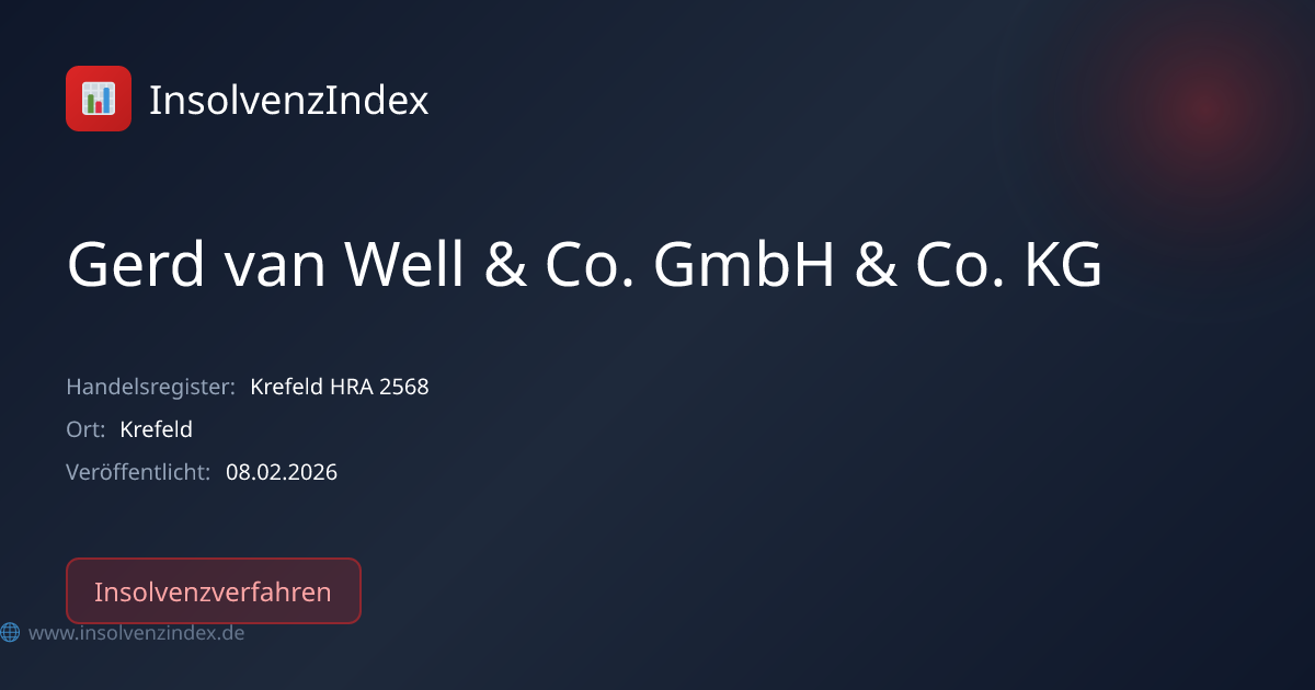 Gerd van Well & Co. GmbH & Co. KG (Krefeld HRA 2568) - Insolvenz ...